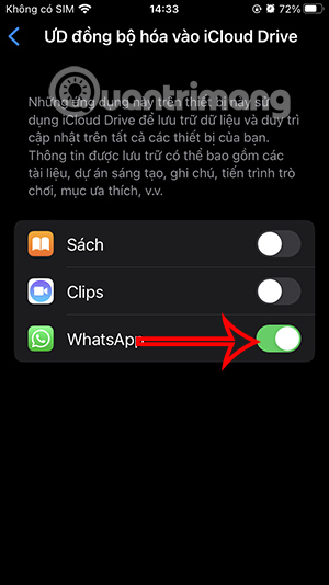 Kích hoạt sao lưu WhatsApp