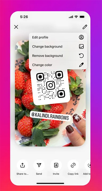 Chỉnh ảnh nền mã QR Instagram cá nhân 