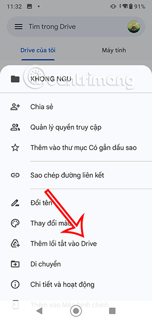 Thêm vào lối tắt Google Drive