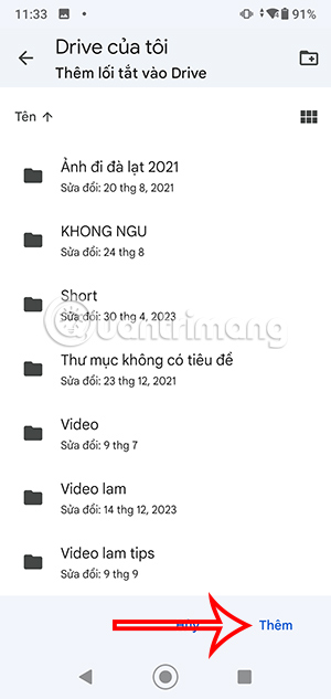 Thêm lối tắt trong Google Drive