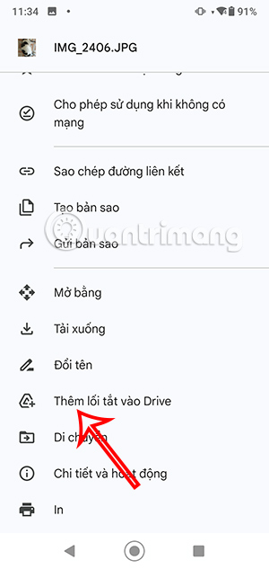 Tạo lối tắt cho tệp Google Drive