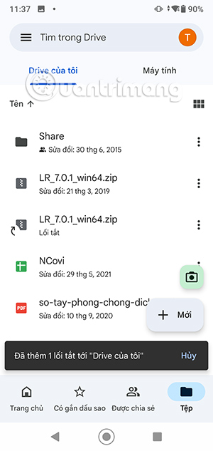 Lối tắt tạo trong Google Drive