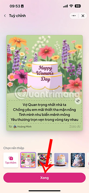 Lưu thiệp 20/10 trên Zalo