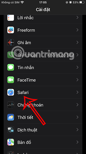 Chỉnh ứng dụng Safari iPhone 