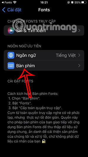 Chỉnh Bàn phím