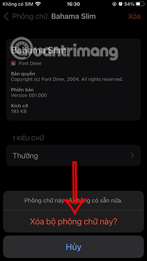Xóa font chữ trong iPhone