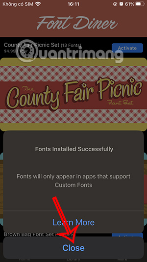 Ứng dụng Font Diner