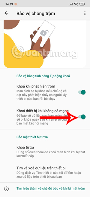 Khóa điện thoại khi không có mạng