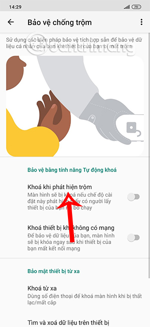 Kích hoạt khóa chống trộm