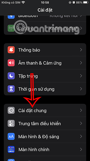 Cài đặt chung iPhone