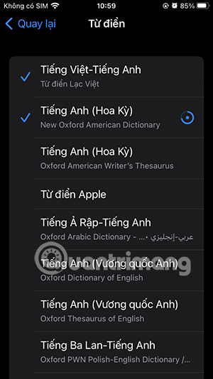 Tải danh sách từ điển iPhone