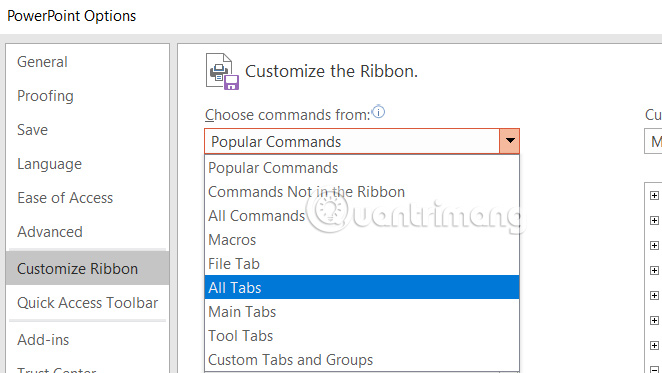 Xem các lệnh trong PowerPoint
