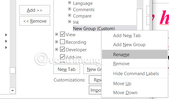 Tạo tên cho nhóm mới PowerPoint