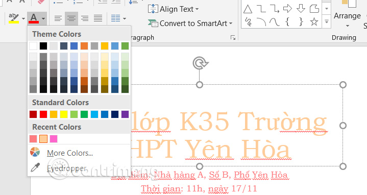 Thêm văn bản trong poster PowerPoint