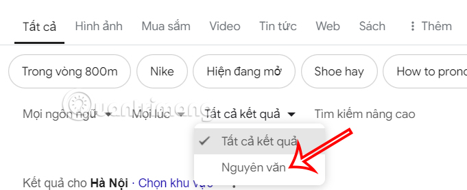 Tìm kiếm từ chuẩn trên Google tìm kiếm 