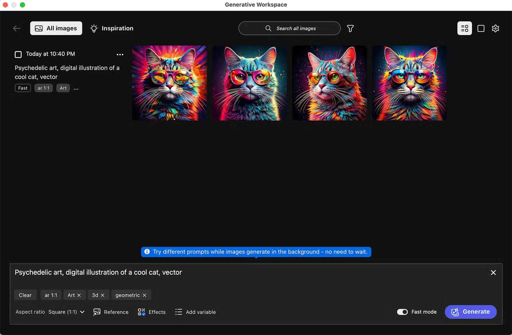 Generative Workspace của Adobe Photoshop