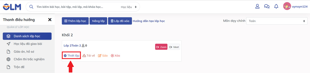 Thiết lập lớp học trực tuyến