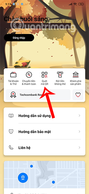 Mã QR trên Techcombank Mobile