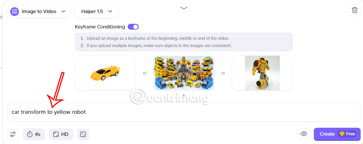 Nội dung video biến hình trên Haiper