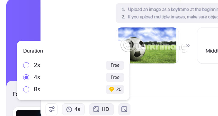 Thời lượng video biến hình trên Haiper