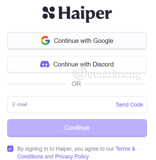 Đăng ký tài khoản Haiper