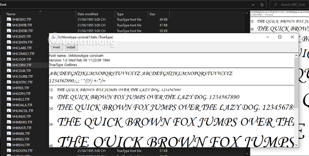 font full chu