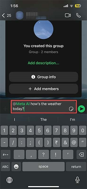 Nhắn tin Meta AI trong nhóm WhatsApp 