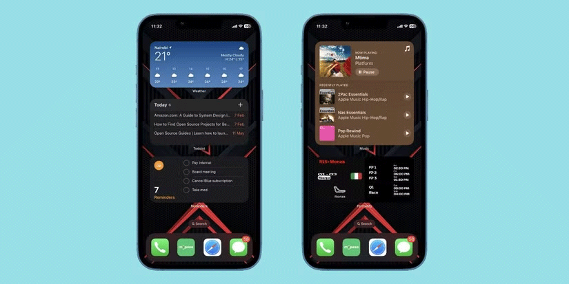 Bố cục Màn hình chính iPhone với các widget