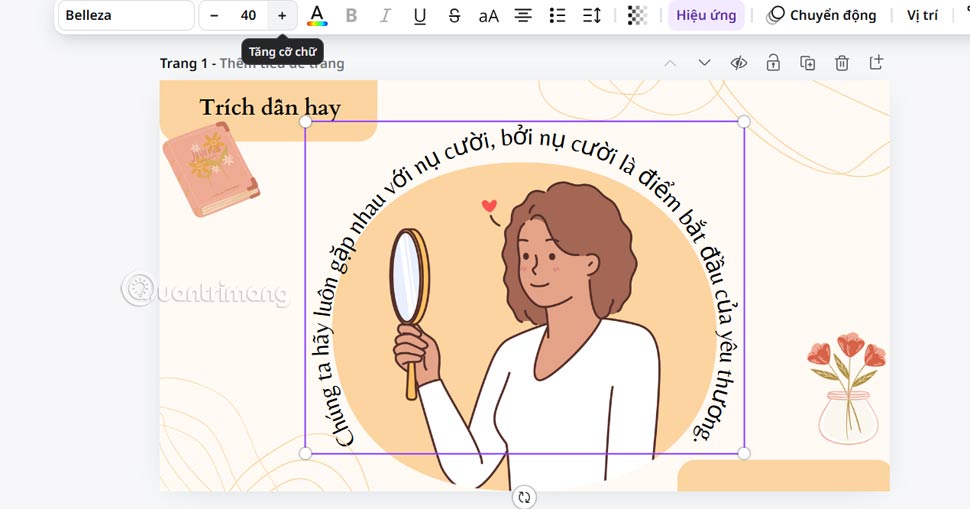 Điều chỉnh font chữ Canva