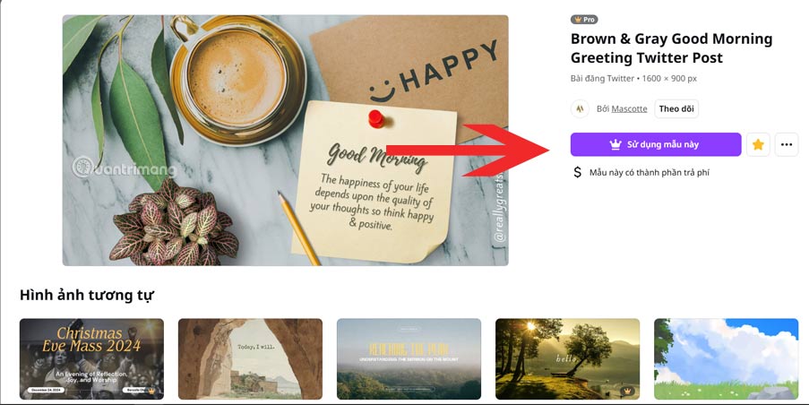 Chọn mẫu đăng trích dẫn trên Canva
