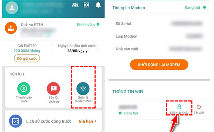 Đổi mật khẩu WiFi Viettel bằng My Viettel