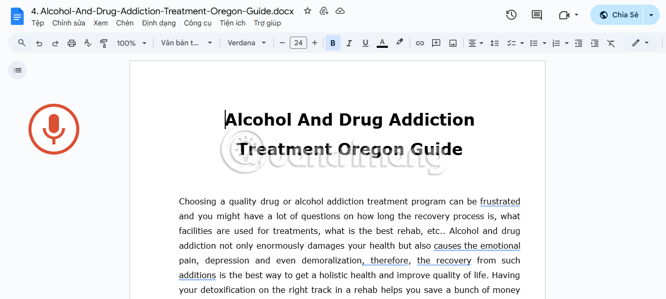 Định dạng văn bản bằng giọng nói trên Google Docs