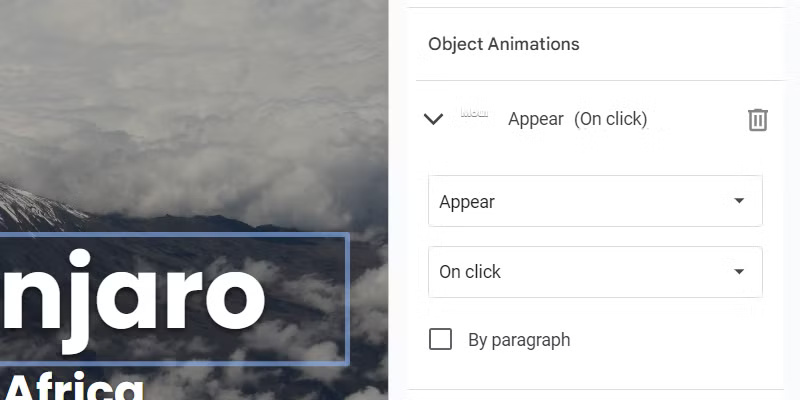 Chọn Object Animations trong Google Slides.