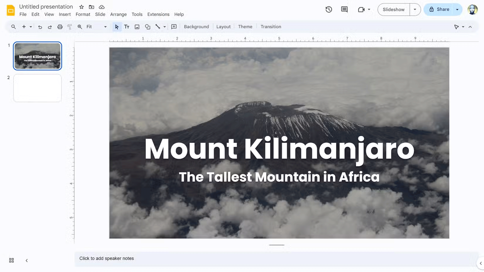 Làm tối nền để làm nổi bật văn bản màu trắng trong Google Slides.