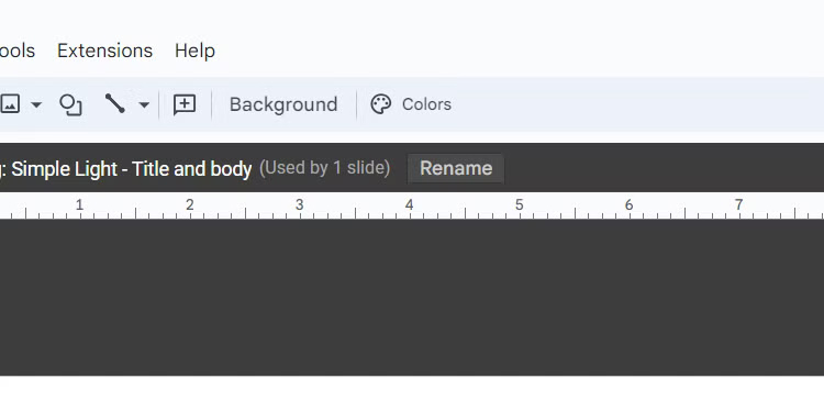 Tùy chọn Colors trong thanh công cụ trên cùng khi chỉnh sửa một chủ đề trong Google Slides.