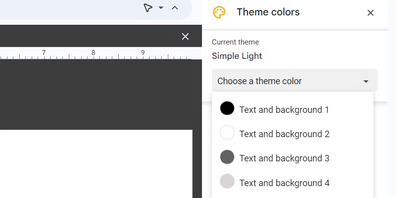 Chọn màu theme để chỉnh sửa trong Google Slides.