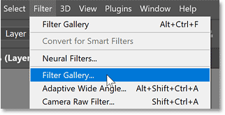 Mở Filter Gallery trong Photoshop.