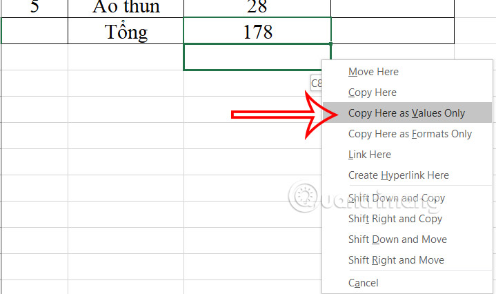 Chỉ copy nội dung Excel