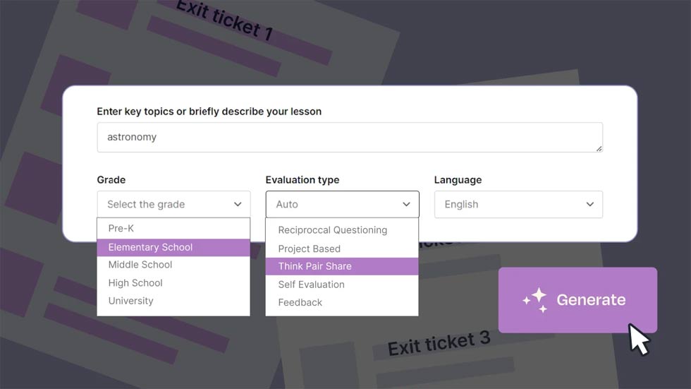 AI exit ticket generator