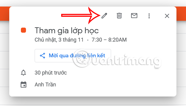 Chỉnh sửa sự kiện Google Calendar