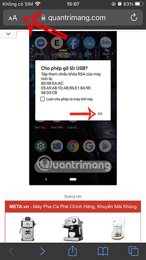 Tùy chỉnh trang web Safari iPhone