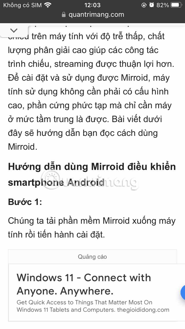 Chế độ trang web Safari
