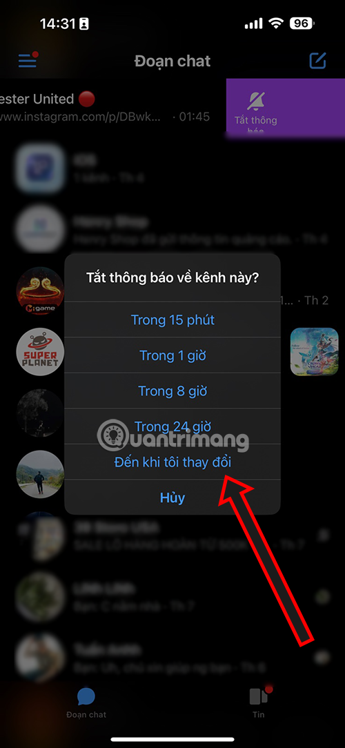 tắt thông báo nhóm chat messenger