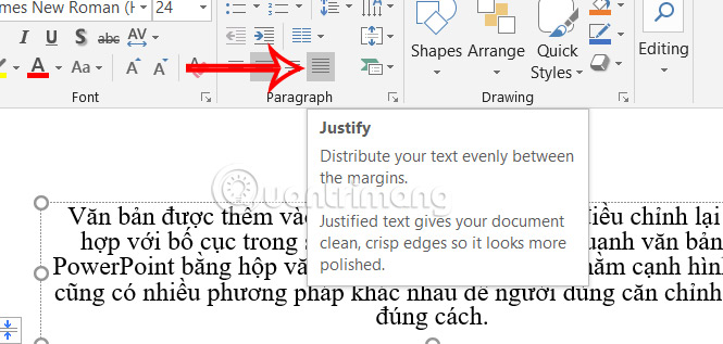 Chỉnh văn bản trong PowerPoint