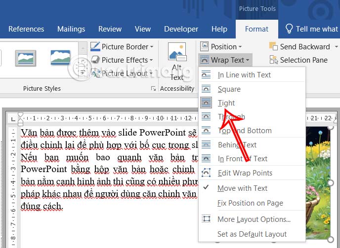 Chỉnh ảnh và văn bản trong PowerPoint