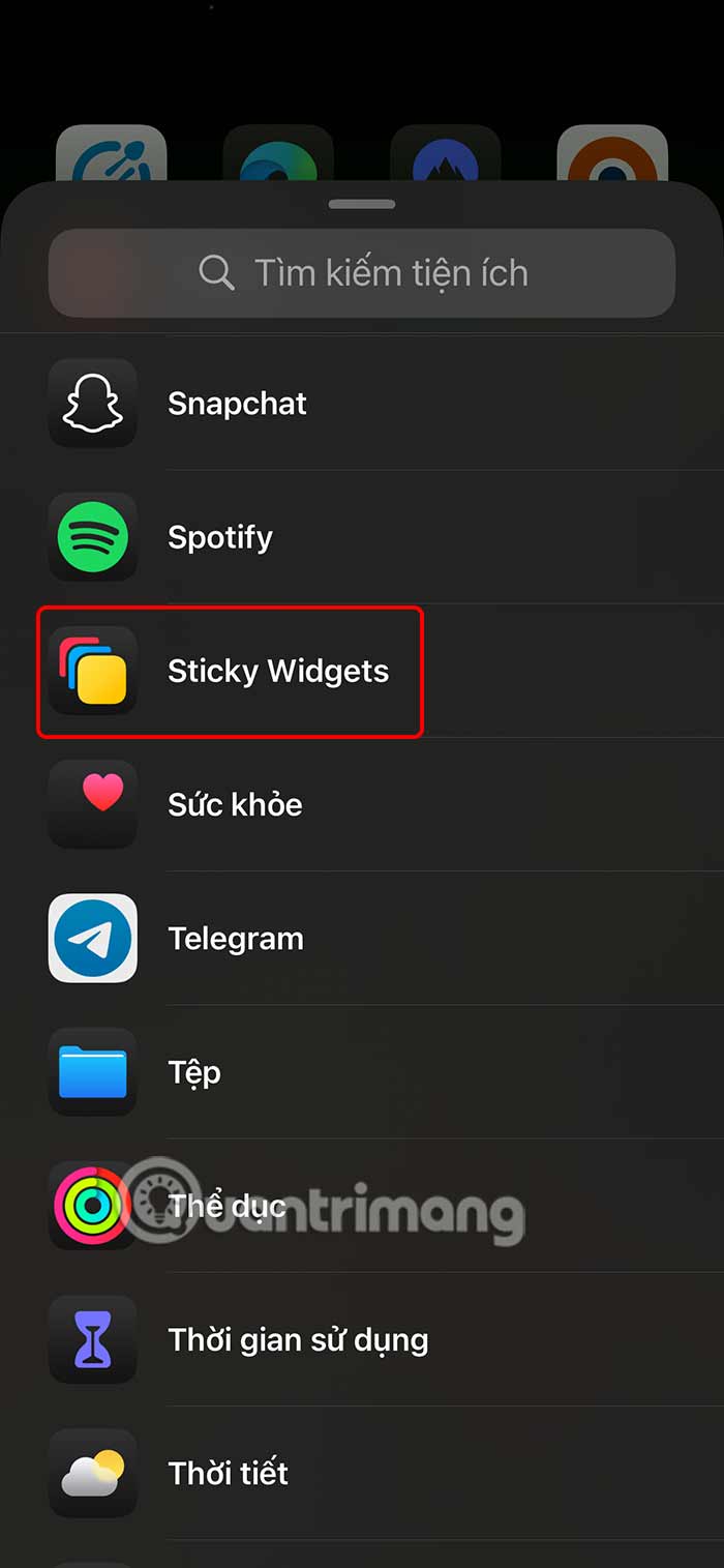 Thêm tiện ích Sticky Widgets