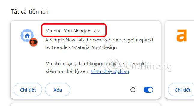 Tiện ích Material You NewTab Chrome 