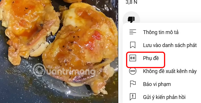 Tắt phụ đề video YouTube Shorts PC