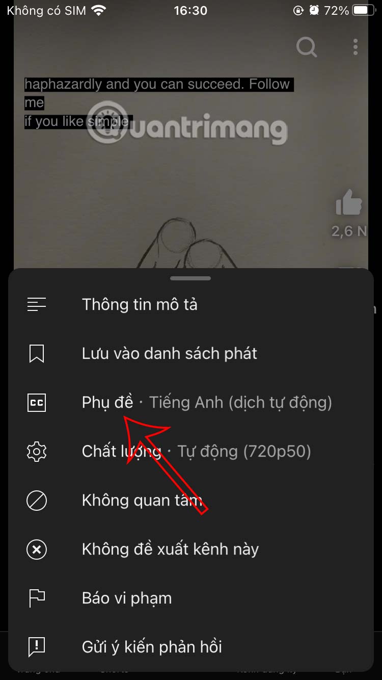 Phụ đề video YouTube Shorts