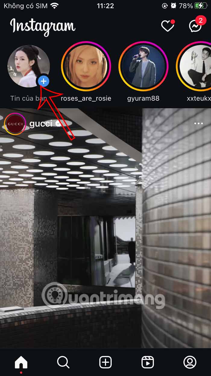 Giao diện Instagram